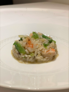 海老と魚沼うるいのリゾット